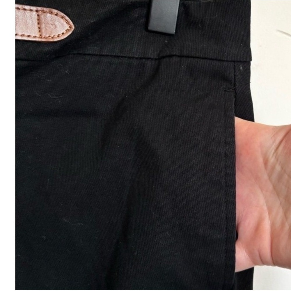 Lauren Ralph Lauren Black‎ Pencil Skirt Leather Buckle Detail Size 6 Knee Length - Picture 2 of 7